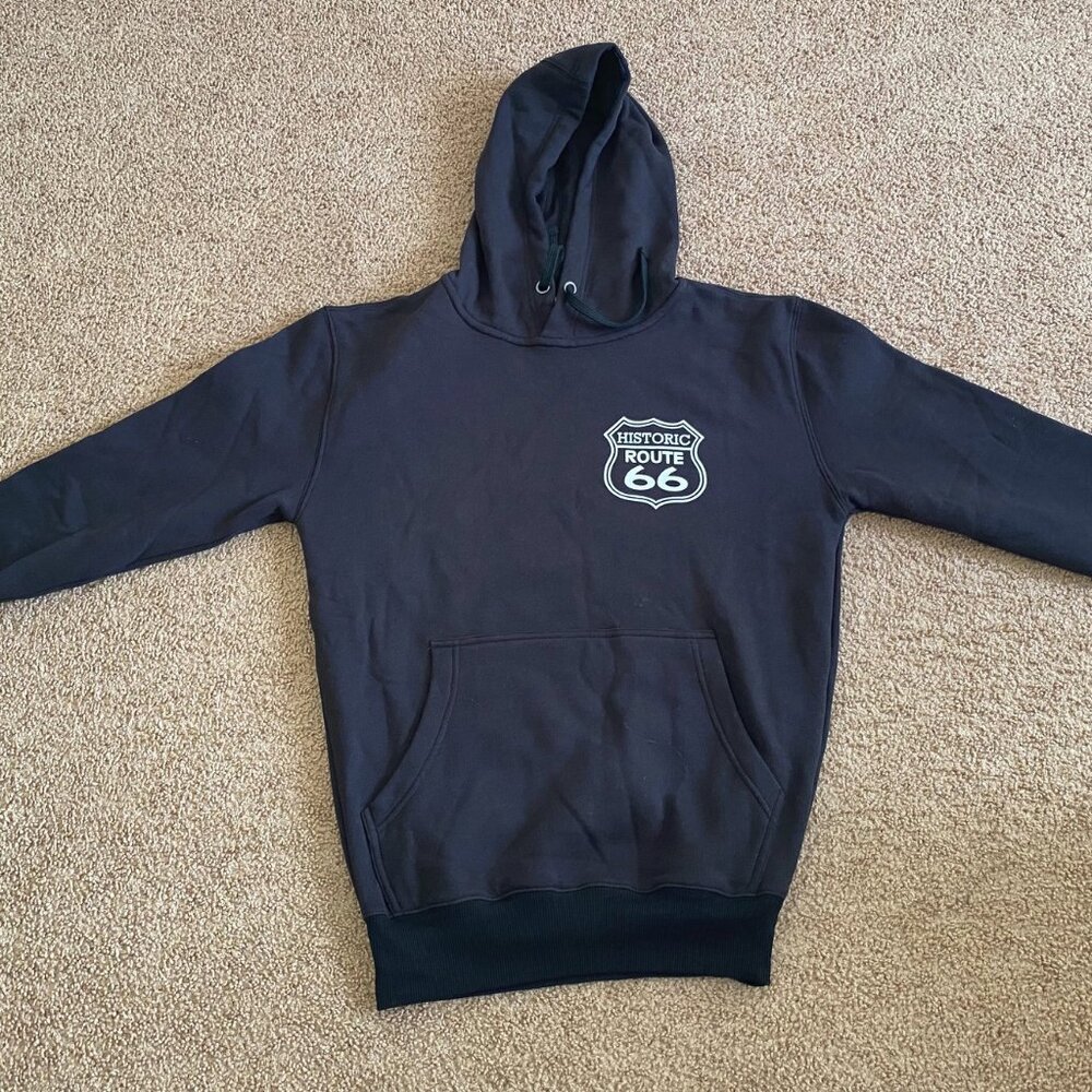 Vintage Route 66 Black Hooded Sweatshirt Small